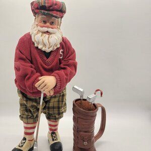 Kurt Adler Fabriche Santa Golf Player Christmas Figurine Santa on the Green 10"